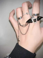 'Bat Doll' Kawaii Goth bat Wings & Cross Rings Set