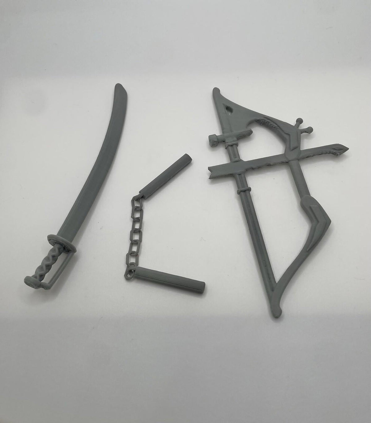 Vintage Ninjor REPRO Weapons Bow Sword Nunchucks MOTU Masters of the Universe