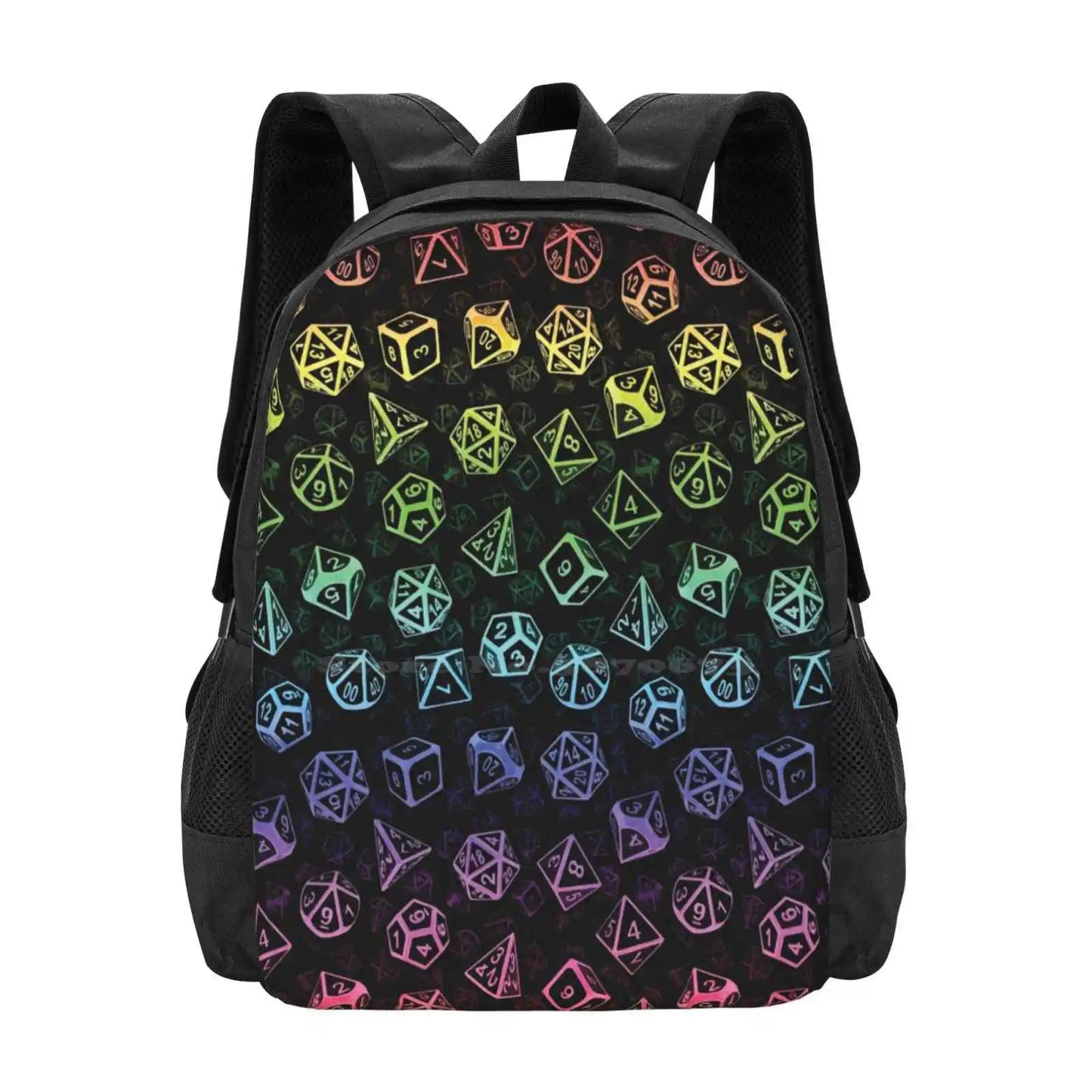 D20 Dice Set Pattern ( Rainbow ) Pattern Design Bagpack School Bags D20 Dnd And Dragons Pathfiner Starfinder Dice Set Nerd Geek