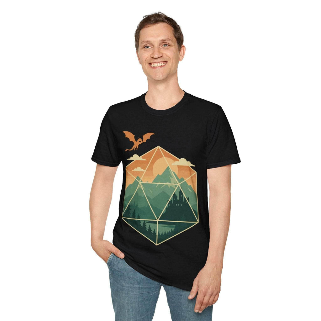 D20 Mountain Landscape T-Shirt - Black / S