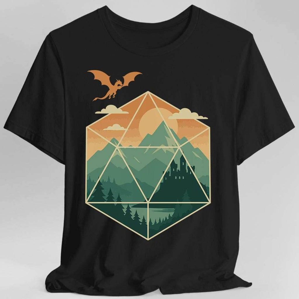 D20 Mountain Landscape T-Shirt - Black / S