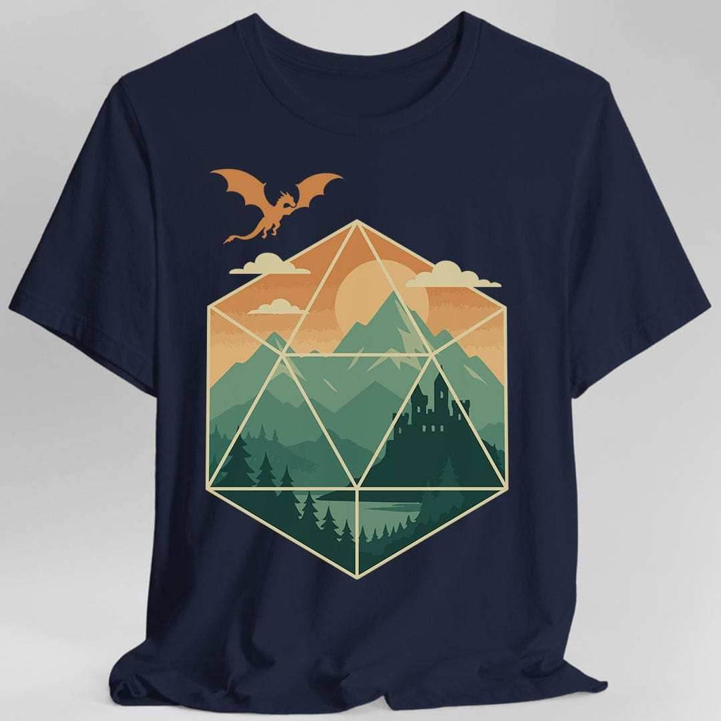 D20 Mountain Landscape T-Shirt - Navy / S
