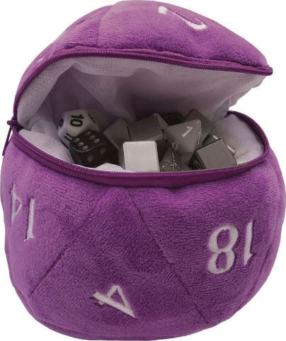 Bolsa de dados de felpa D20 - Púrpura