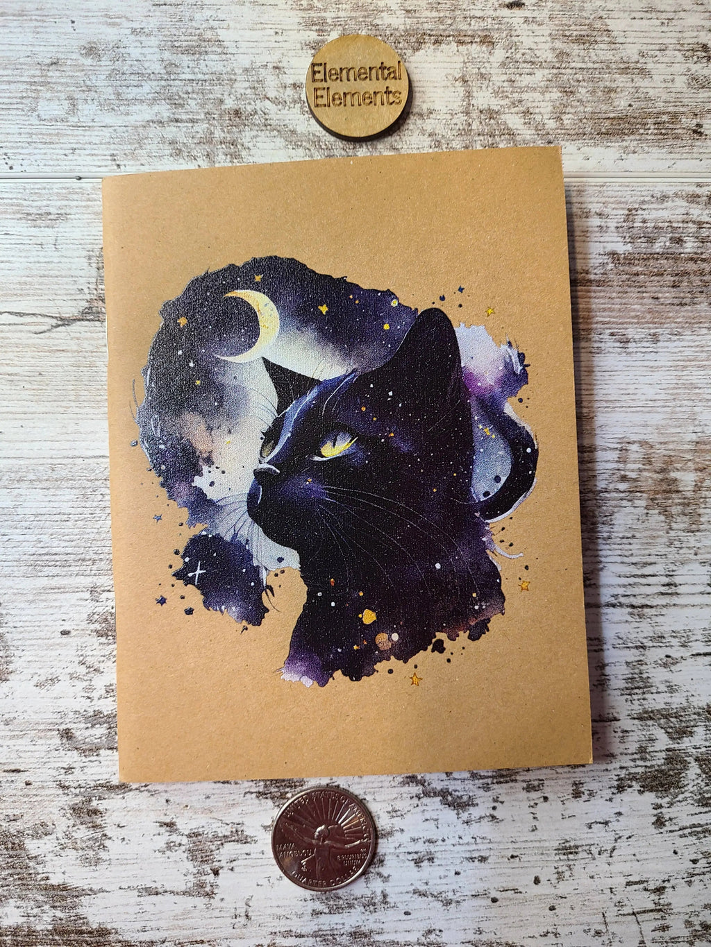 Celestial Cat Black Galaxy Kitty Journal Notebook
