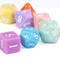 Multi-Color Macaron 7-Dice Set w/White Numbers Pastel Dnd Dice Set - 