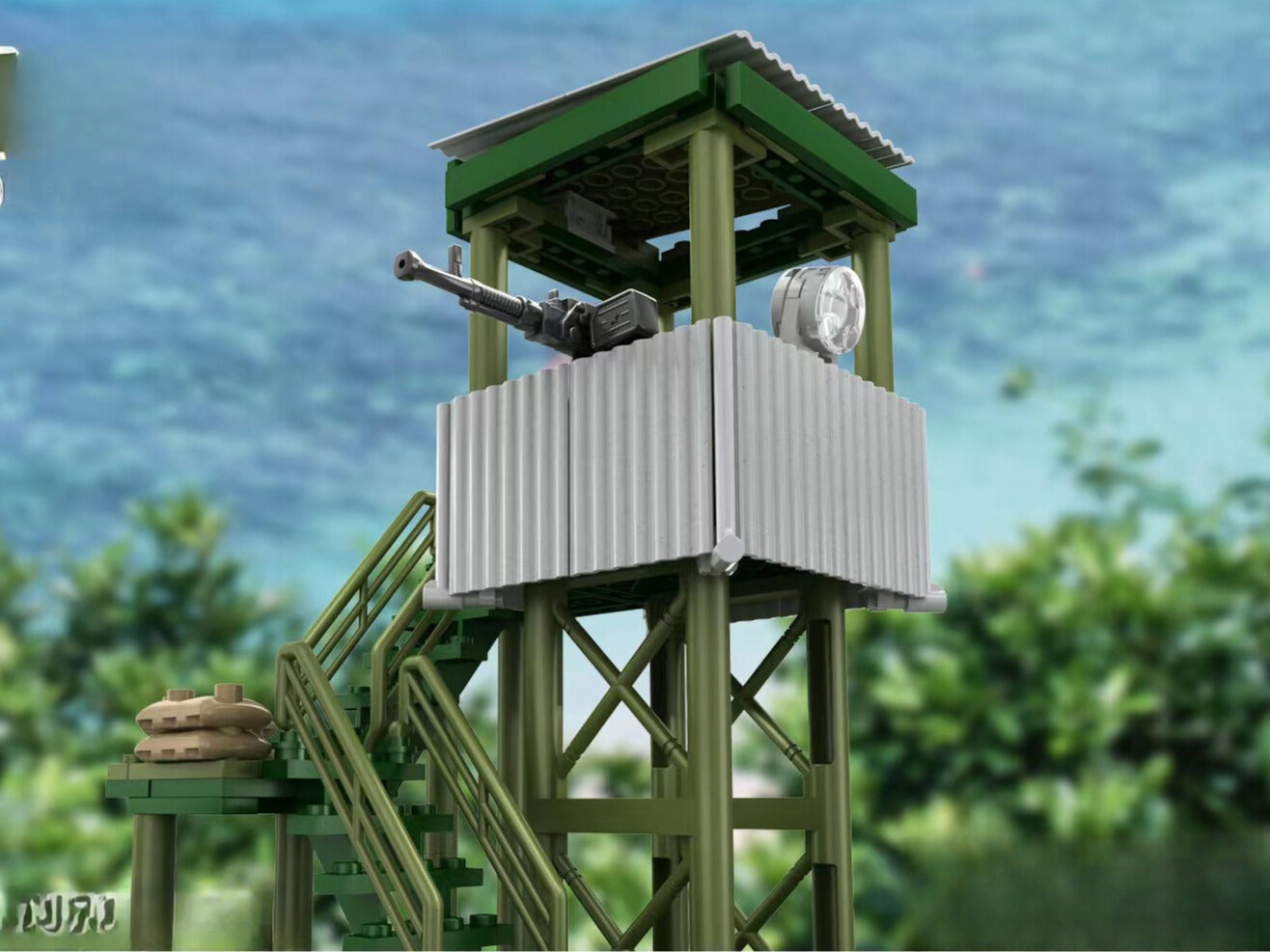 Guard Tower With .50 Cal - Green - Mil-Blox
