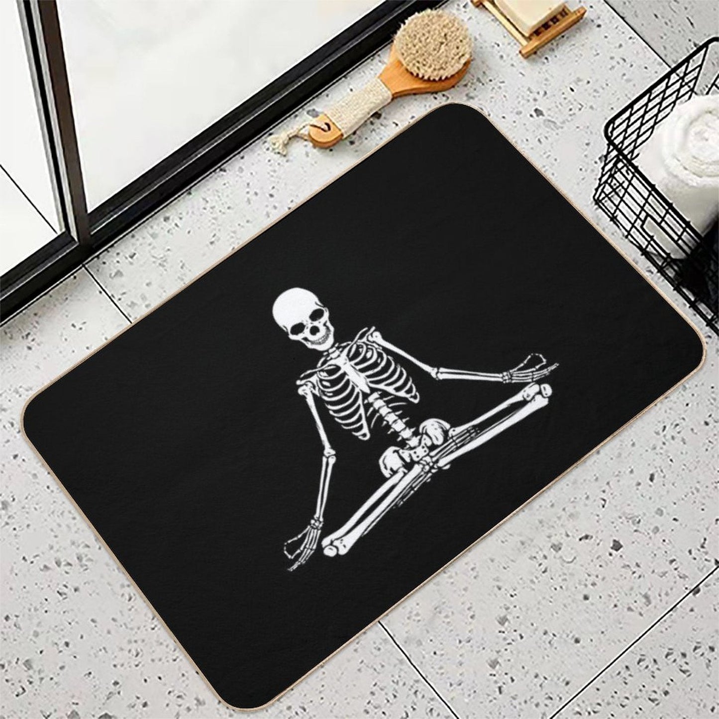 Meditating Skeleton  Pet-Safe Bath Mat