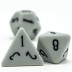 Dark Grey Homage 7-Dice Set w/Black Numbers Minimalist - 