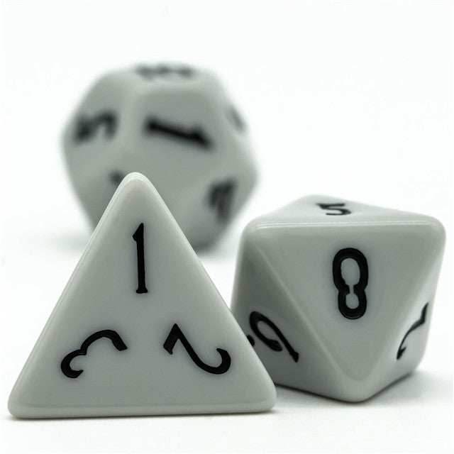 Dark Grey Homage 7-Dice Set w/Black Numbers Minimalist - 