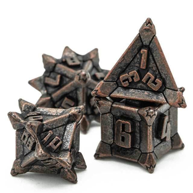 Ancient Copper Pinwheel Strengthened Metal 7-Dice Set | Metal DND Dice - 