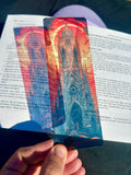 Gothic Cathedral Bookmark with Burning Sky | Gothic Spire Silhouette | Dark Bookmark | Gothic Gift | Fantasy Gift