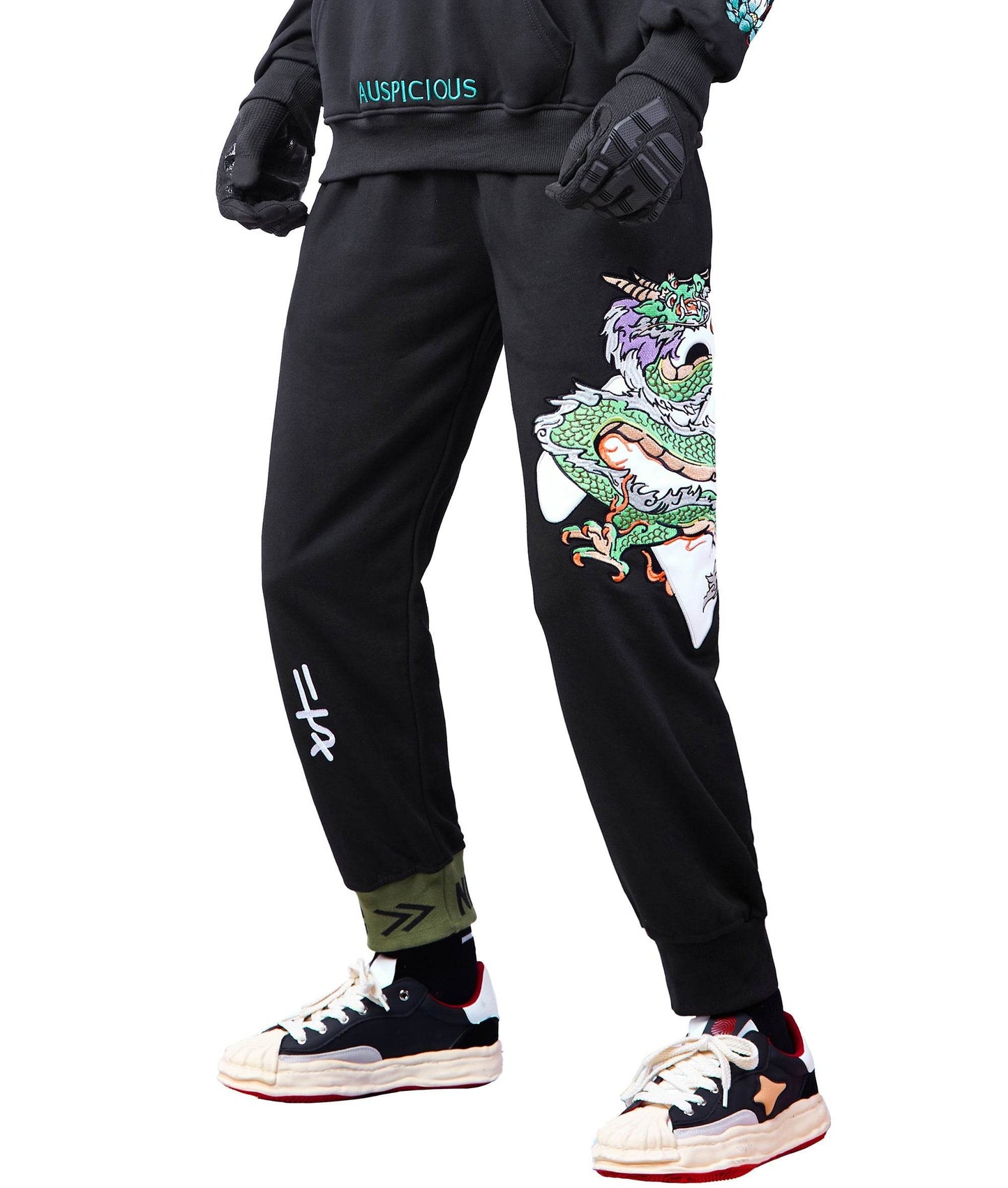 YEP6 Cloud Dragon Embroidery Sweatpants - S