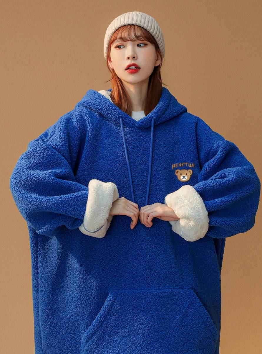 Women's Furry Teddy Bear Hoodie - White / S