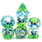 Panda on Green Field w/ Glitter 7-Dice Set - 