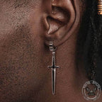Dangle Sword Stainless Steel Hoop Earrings - Stainless Steel / A Pair