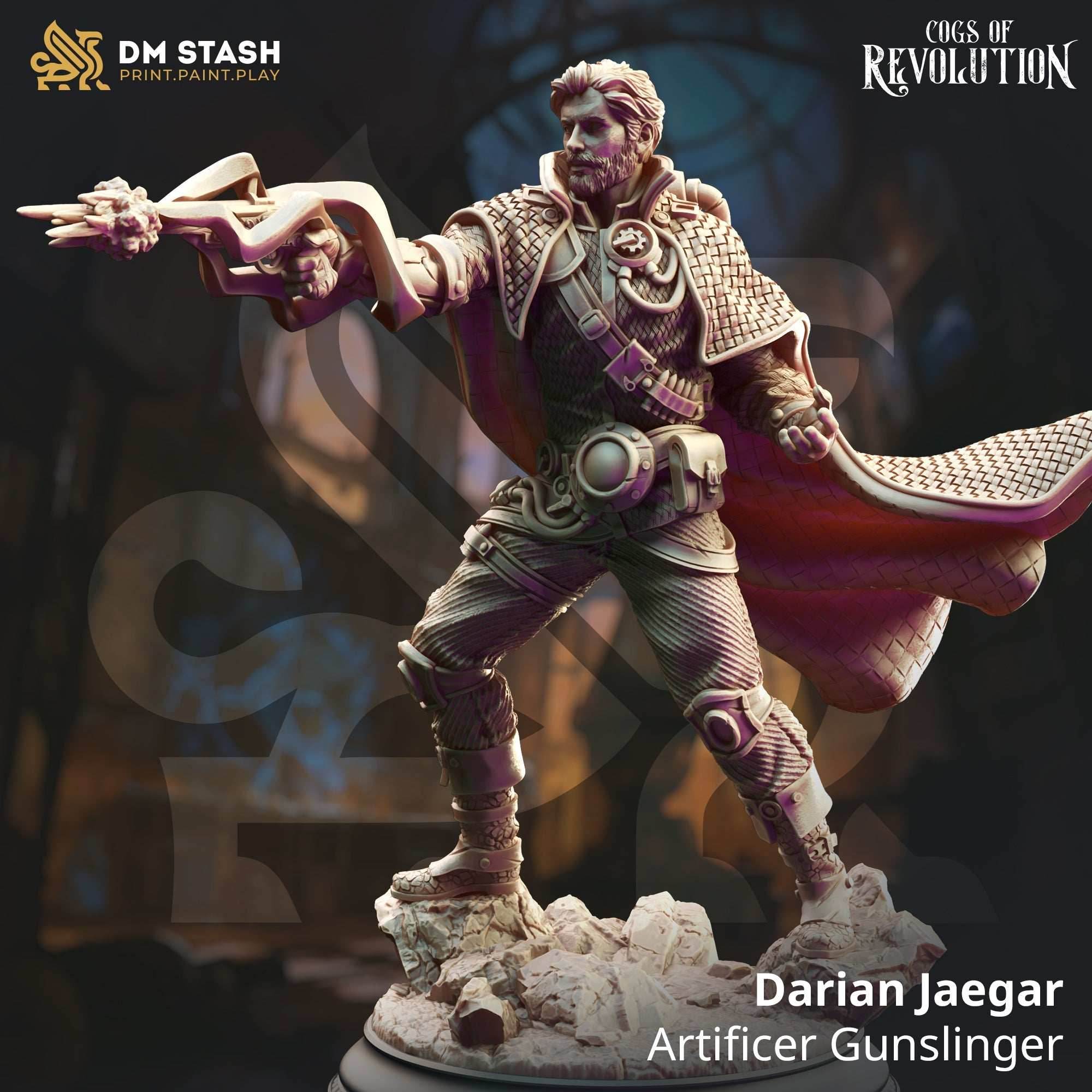 Darian Jaegar, Artificer Gunslinger (Male Human Artificer) - 32mm Scale