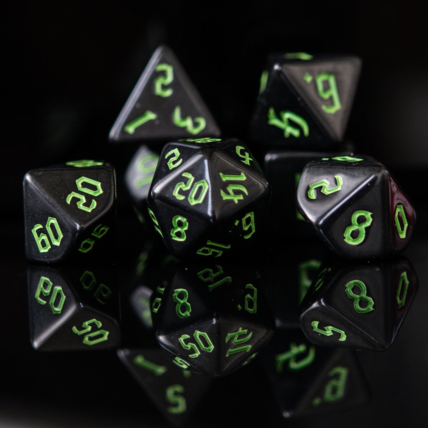 Dark Cathedral Green Acrylic Dice Set