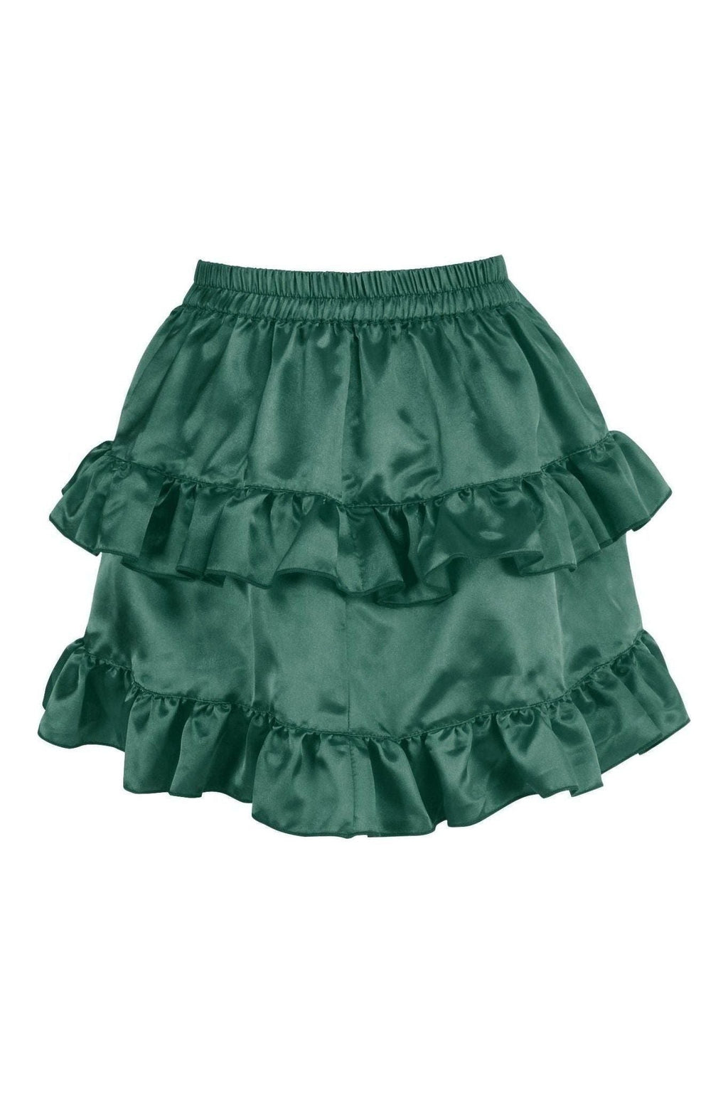 Dark Green Satin Ruched Bustle Skirt