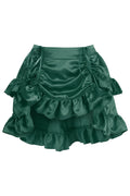 Dark Green Satin Ruched Bustle Skirt