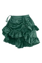 Dark Green Satin Ruched Bustle Skirt