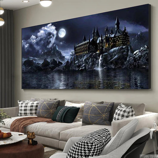 Dark Moon Landscape Diamond Painting Magical World Castle Rhinestone Mosaic Diamond Embroidery Diy Handmade Gift Newly Arrived