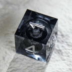 Dark Sorcerer's Skull Frame Liquid Core Resin Dice Set Silver Font