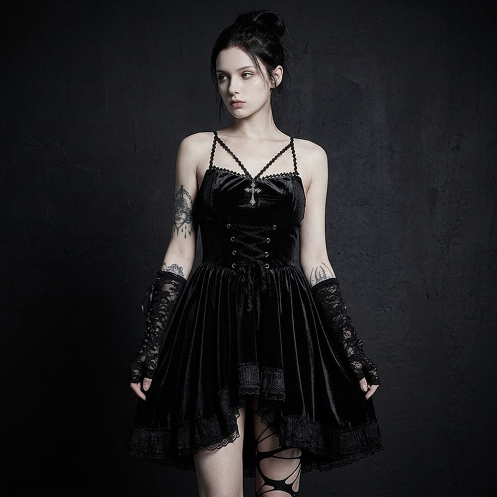 Gothic Double-Layered Polyester Party Dress