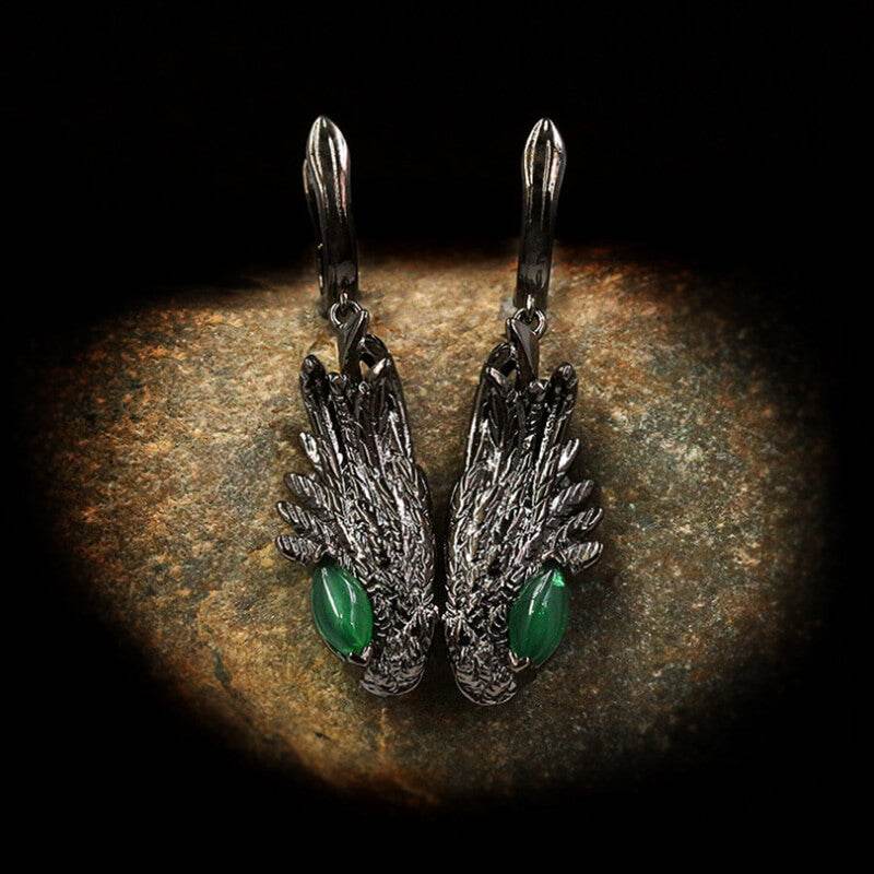 Dark Angel Wing Brass Gothic Earrings - Brass / A Pair