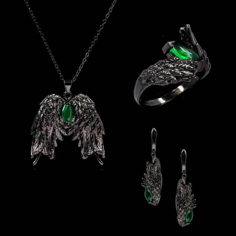 Dark Angel Wing Brass Gothic Earrings - Brass / A Pair