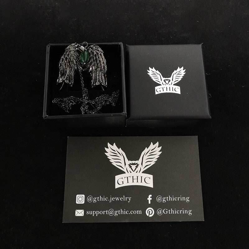 Dark Angel Wing Brass Gothic Pendant - Brass / With Chain