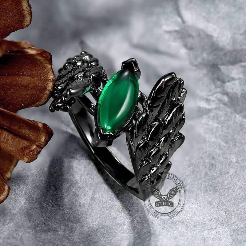 Dark Angel Wing Brass Gothic Ring - Brass / 6