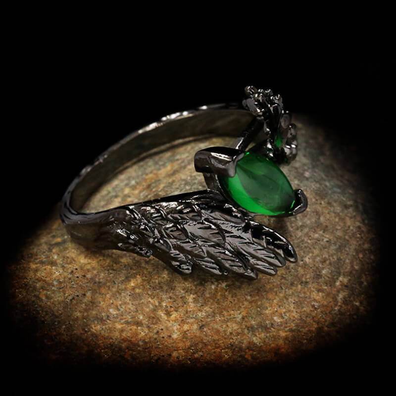 Dark Angel Wing Brass Gothic Ring - Brass / 6