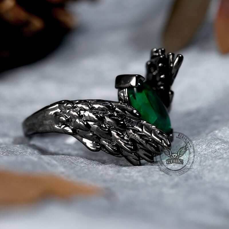 Dark Angel Wing Brass Gothic Ring - Brass / 6