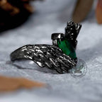 Dark Angel Wing Brass Gothic Ring - Brass / 6