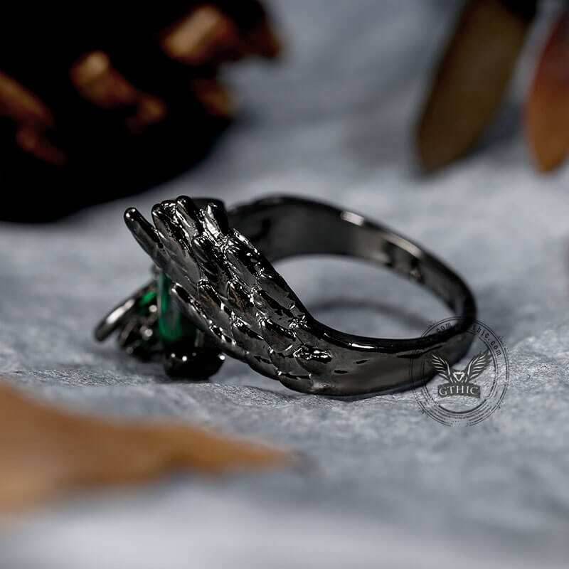 Dark Angel Wing Brass Gothic Ring - Brass / 6