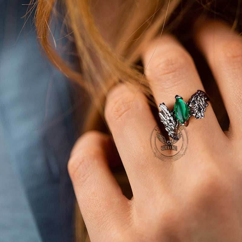 Dark Angel Wing Brass Gothic Ring - Brass / 6