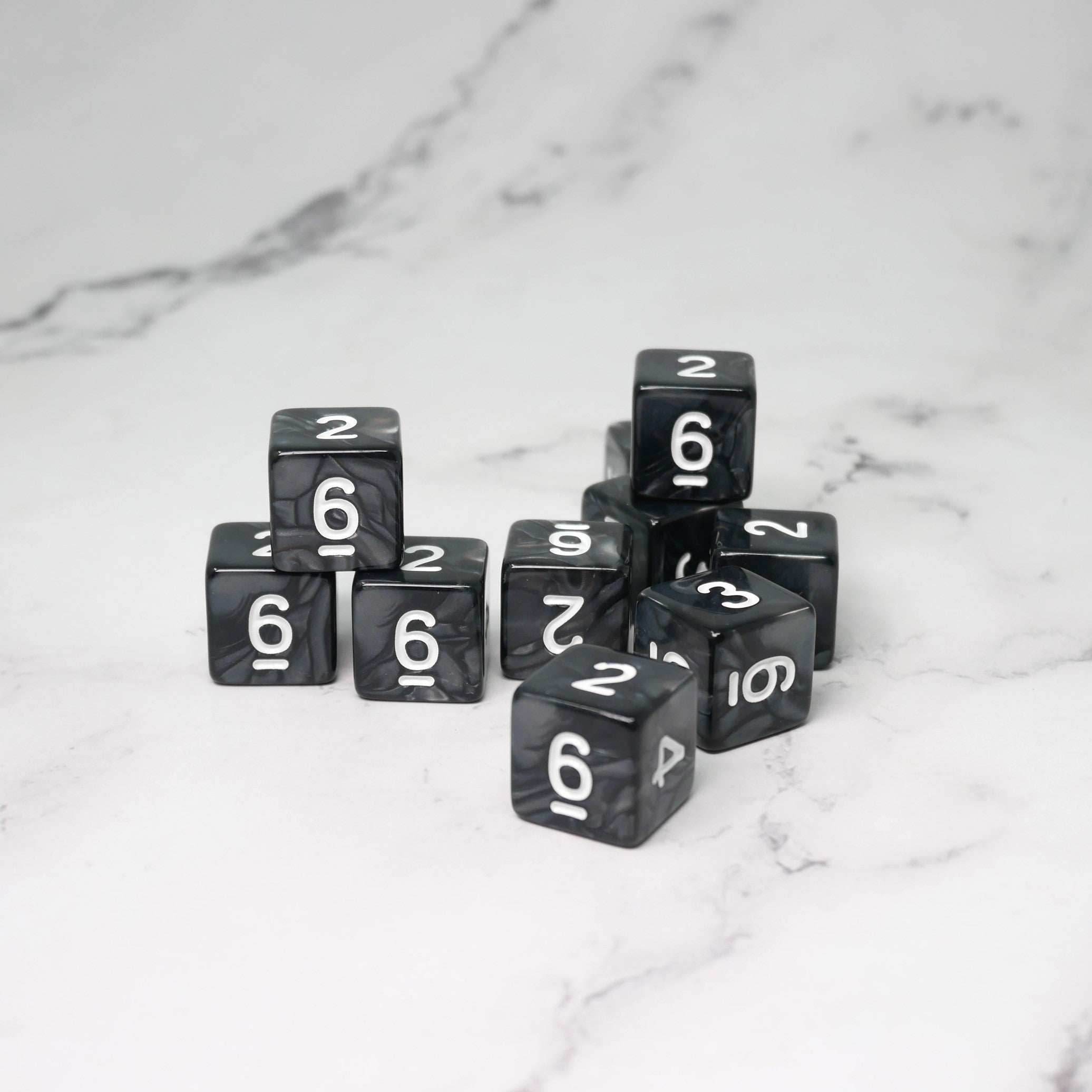 Dark Emulsion 10d6 - DnD Dice Set | Acrylic RPG Gaming Dice - 