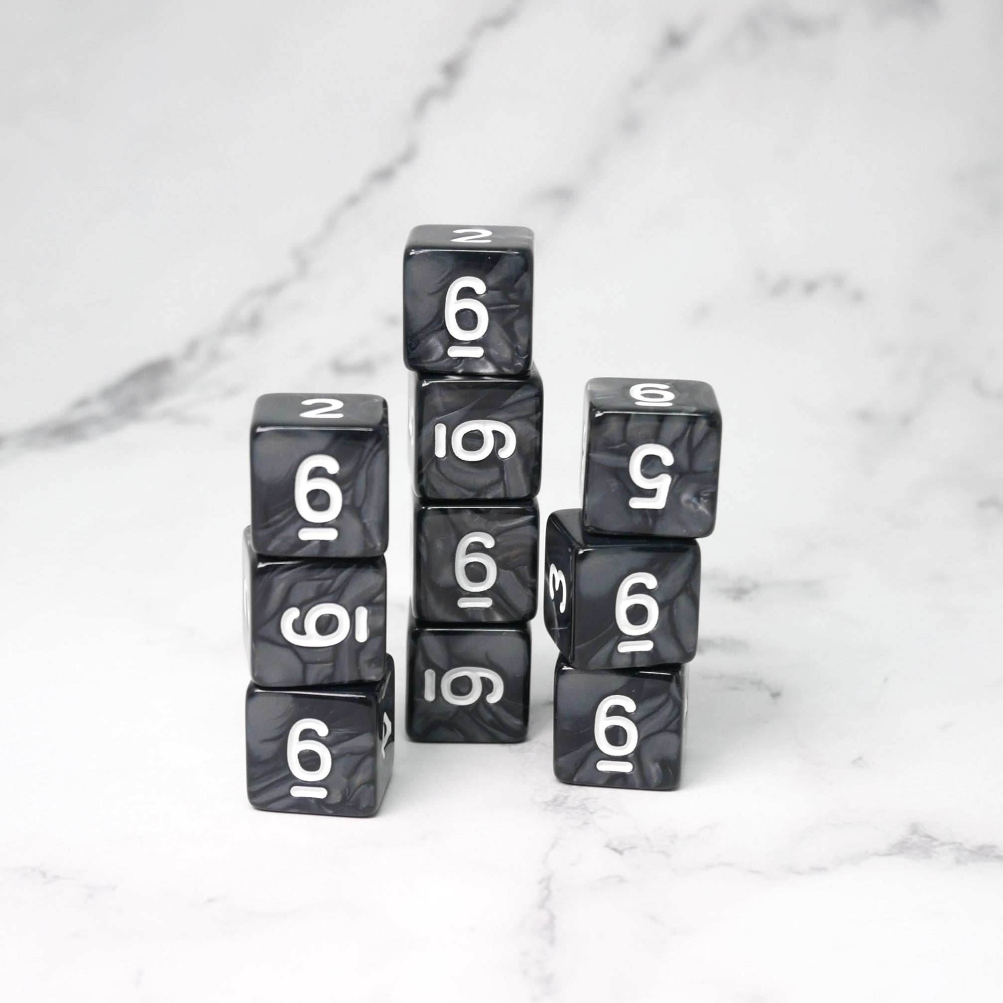Dark Emulsion 10d6 - DnD Dice Set | Acrylic RPG Gaming Dice - 