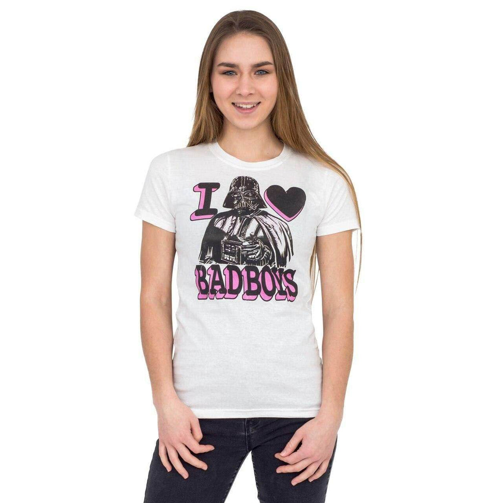 Darth Vader Pink and Black Print I Heart Bad Boys T-shirt - S
