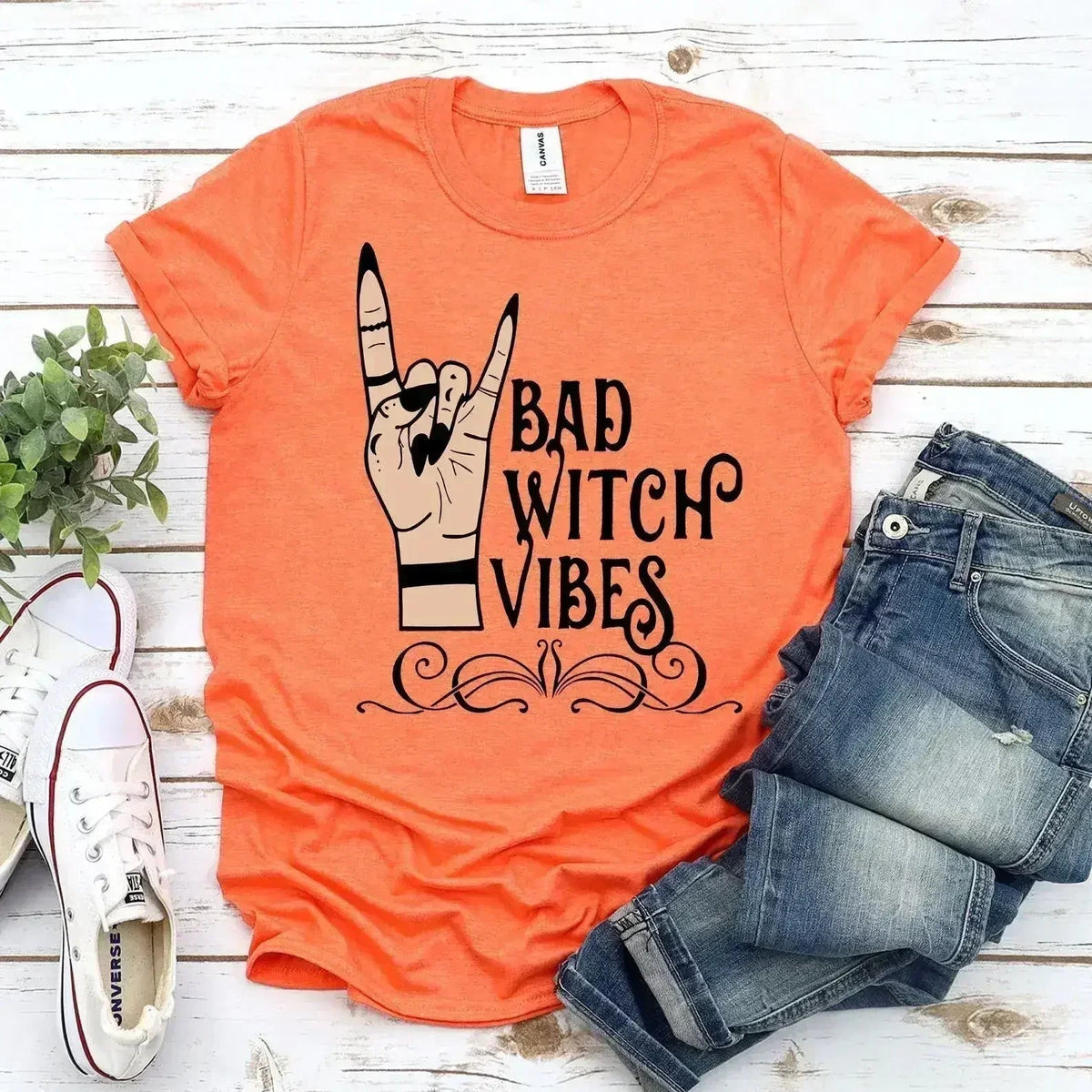 Bad Witch Vibes Halloween T-Shirt - Premium Quality Cotton
