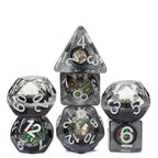 Compass Dice 7-Dice Set Clear w/ Moving Compass Inside Glitter Base Dnd - 