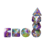Siberian Iris 7-Dice Set Purple/White/Green w/Gold Numbers Dnd Dice Set - 