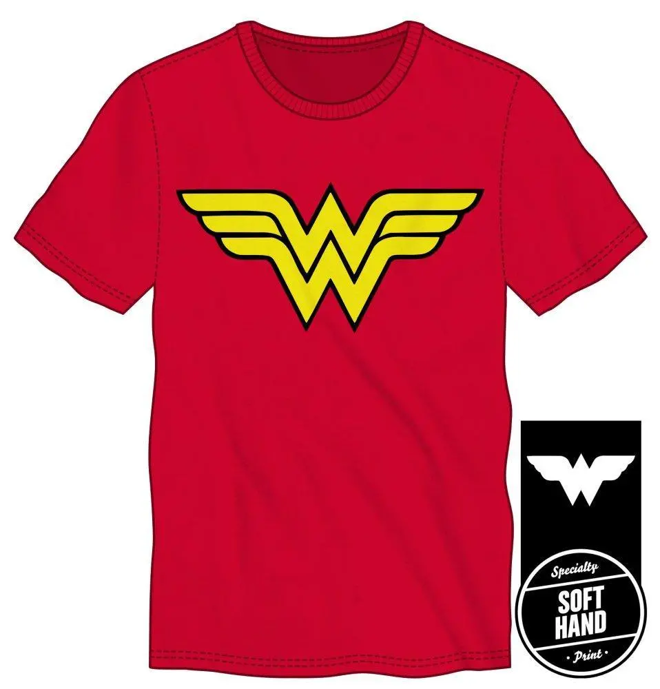 DC Comics Wonder Woman Logo Specialty Soft Hand Print Men's Red T-Shirt