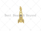 Gold Filled CZ Micro Pave Rocket Shape Pendant, 18K Gold Filled Rocket Charm, Necklace Bracelet Charm Pendant, 8x21mm, Sku#Y449