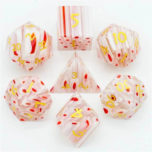 Flower Glass DND Dice Red Limited Edition in Wood Box - 