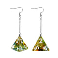 Green Dice Earrings: D4 Dice w/Colorful Inclusion Nerdy RPG Jewelry - 