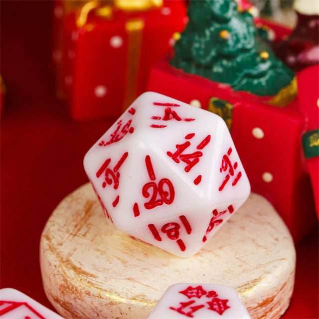 White Christmas Dice w/Red Presents Trees Snowman Holiday Festive - 