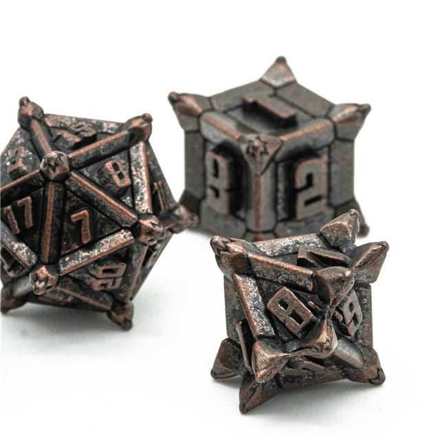 Ancient Copper Pinwheel Strengthened Metal 7-Dice Set | Metal DND Dice - 