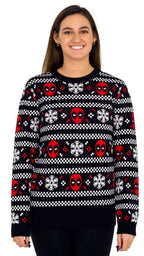 Deadpool Holiday Snow Stripes Ugly Christmas Sweater - XS