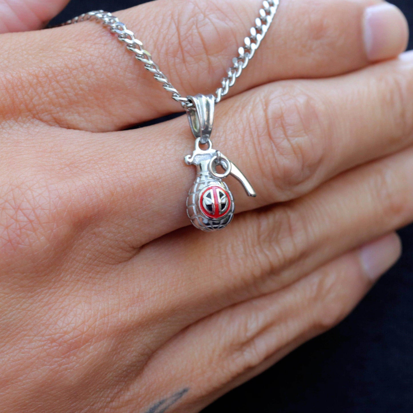 Marvel™ Deadpool Grenade Necklace - Chrome